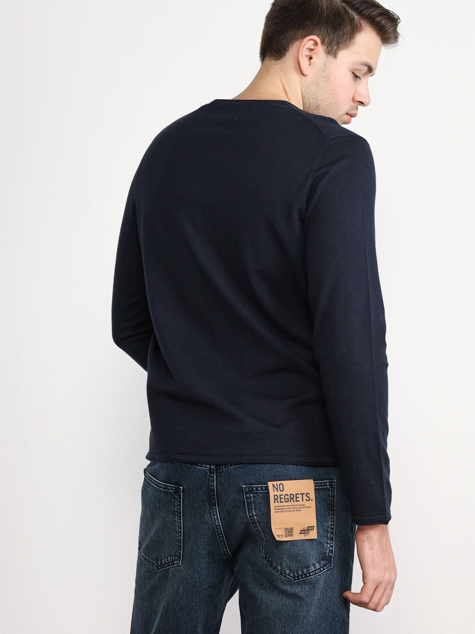 Джемпер темно-синего цвета из смесового хлопка